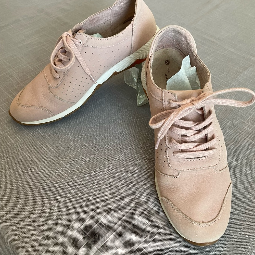 Hush Puppies Pale Pink Leather Lace-Up Sneakers